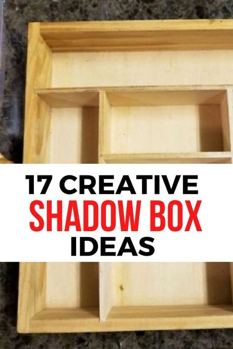 If you're looking for a creative homemade gift idea for boyfriend, friends or mom then check out these creative shadow box displays. Perfect as wedding, baby or graduation gifts as well, these unique ideas make for great home decor projects on a budget, you can even learn how to make a shadowbox from old drawers. #diy #shadowbox #ideas Configuration Boxes Diy, Diy Shadow Box Shelves, Shadow Box Frames Ideas Creative, Ideas For Shadow Boxes, Easy Diy Shadow Box Ideas, Large Shadow Box Ideas, Diy Wedding Frame Gift, Shadow Box Picture Ideas, Keepsake Shadow Box Ideas