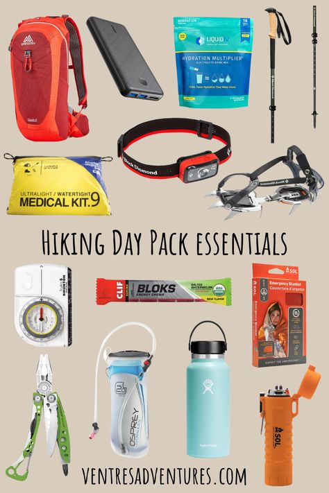 Trekking Essentials, Hicking Essential, Hike Essentials, Long Hike Essentials, Day Pack Essentials, Day Hike Backpack Women, Water Bottle Hiking, Hiking 10 Essentials, Short Hike Essentials