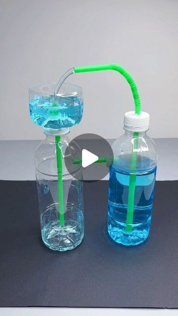 paper crafts creator on Instagram: "water transfer experiment with plastic bottle  #turnwasteintotreasure #handmadediy #parentchildhandmade #sciencesmallexperiment #letsplayhandmadetogether #diyexperiment #watertransfer #plasticbottlecraft #kidscrafts #funscience #handsonlearning" Water Bottle Fountain, Things To Make Out Of Plastic Bottles, Craft With Plastic Bottles, Plastic Bottles Crafts, Craft Ideas Paper, Water Bottle Crafts, Water Experiments, Experiments Kids, Kid Science