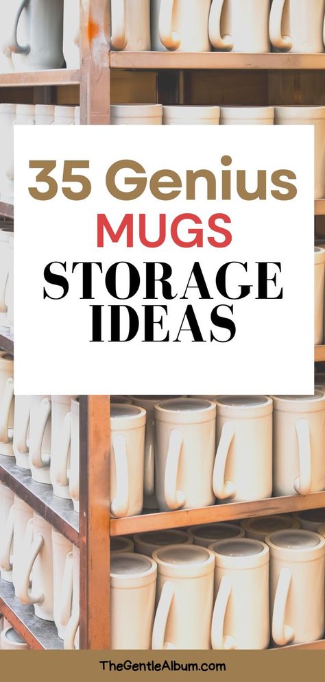 Coffee Mug Storage Ideas Coffee Bar Countertop Ideas, Coffee Mug Storage Ideas, Coffee Bar Hutch Ideas, Mug Storage Ideas, Coffee Mug Storage, Coffee Cup Storage, Countertop Inspiration, Coffee Organization, Diy Coffee Station