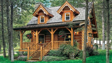 Log Cabin Living, Log Home Living, Little Cabin In The Woods, Small Log Cabin, Rustic Log Cabin, Cabin Floor, Cabin Floor Plans, Cottage Cabin, Cabin Living