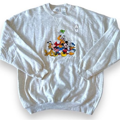 Deadstock Nwt Vintage Disney Embroidered Crewneck Size Xl In Excellent Condition Super Cute Staple Piece! 90s Disney, Cold Weather Outfit, Disney Clothes, Disney Sweaters, Vintage Crewneck, Embroidered Crewneck, Embroidered Sweater, Disney Shirts, Disney Outfits