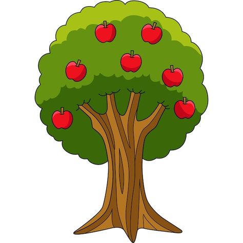 Apple Tree Clipart, Apple Tree Illustration, Tree Cartoon Images, Apple Tree Art, Apple Tree Drawing, Background Education, School Model, Trees Clipart, Drawing Tree