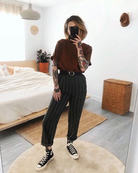 Edgy Work Outfits, Look Boho Chic, Stylish Fall Outfits, Look Retro, Queer Fashion, Fall Outfit Ideas, Autumn Style, Outfit Combinations, Professional Outfits