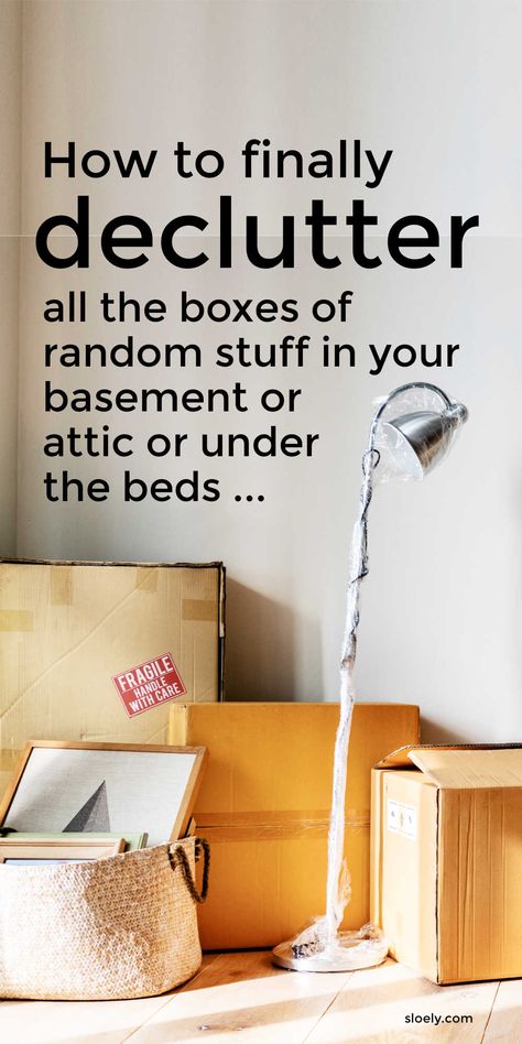 Use this simple guide to declutter the overwhelming hoard of boxes full of random clutter in your basement and attic or under beds in the bedroom that you have been hanging onto just in case. #decluttertips #declutterbasement #declutterattic #declutterguide Declutter Basement, Decluttering Ideas Minimalism, Decluttering Inspiration, Trick Words, Clutter Control, Declutter Home, Brick Backsplash, Declutter Your Life, Clutter Free Home