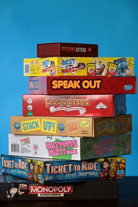 Bored? Game on. We test 8 board games so you don't have to When Ur Bored, Sleepover Party Games, Board Game Cafe, Bored Games, Stack Game, Game Cafe, Board Game Pieces, Board Game Design, Electronics Mini Projects