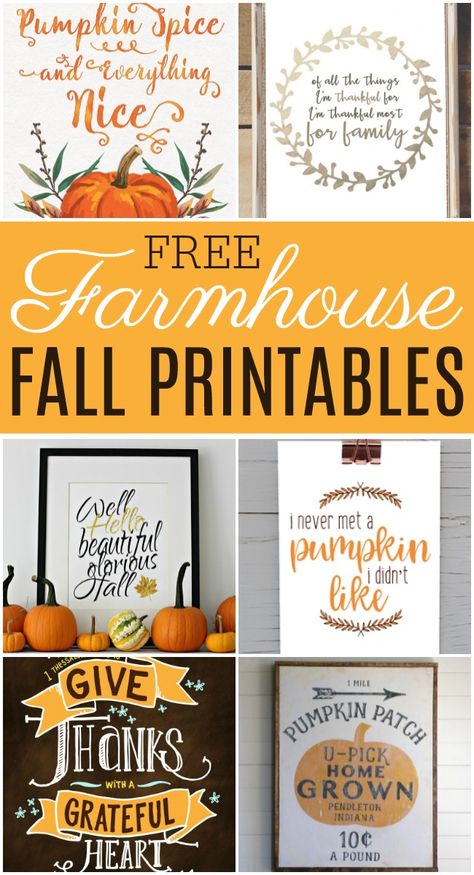 Free Farmhouse Fall Printables for the Farmhouse Lover! Natal, Free Fall Printables, Decorating For Fall, Fall And Thanksgiving, Orange Leaves, Dekor Diy, Decor Ikea, Fall Printables, Holiday Printables