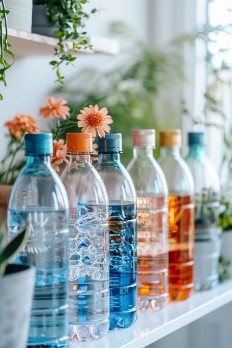 Creative DIY Water Bottle Storage Solutions Diy Water Bottle Storage, Water Bottle Storage Ideas, Bottle Storage Ideas, Water Bottle Storage, Diy Water Bottle, Diy Water, Bottle Storage, World Of Interiors, Clever Diy