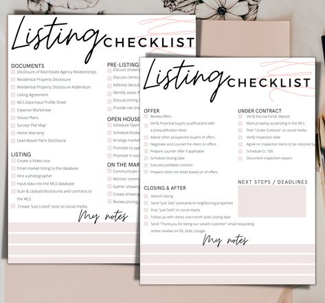 Home Evaluation Real Estate, Listing Agent Checklist, Listing Appointment Checklist, Realtor Daily Checklist, Real Estate Listing Checklist, Moving To Do List, Rent Receipt, Real Estate Contract, Real Estate Forms