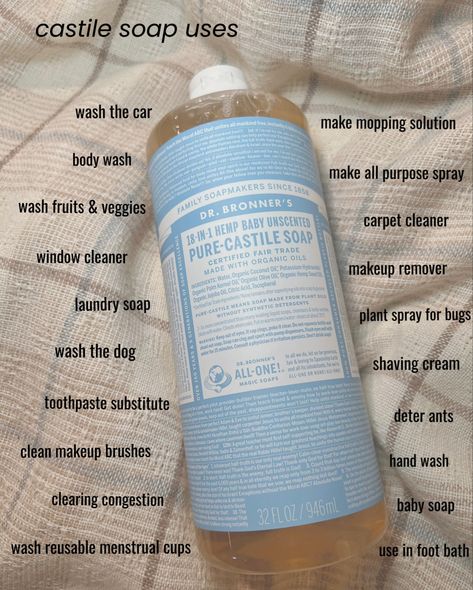 Cleaning With Castile Soap, Castile Soap Shampoo Recipe, Dr Bronners Castile Soap Uses, Castile Soap Laundry Detergent, Castile Soap Body Wash, Non Toxic Hand Soap, Castile Soap Benefits, Nontoxic Laundry Detergent, Castile Soap Bar