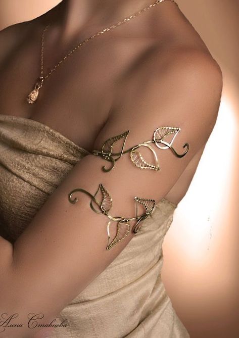 #fashion #aesthetic #freecrochetpattern #coquette #clothing #clothes #vintage #vintagestyle #tiktok #free #loveyourself #silk #new Arm Cuff Jewelry, Upper Arm Cuffs, Arm Jewelry, Leaf Bracelet, Cuff Jewelry, Dope Jewelry, Arm Cuff, Classy Jewelry, Leaf Jewelry