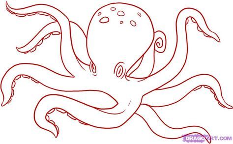 How to Draw an Octopus Stylized Octopus, Easy Octopus Drawing, Octopus Art Drawing, Draw An Octopus, Octopus Outline, Springtime Art, Sealife Art, Octopus Sketch, Octopus Pictures