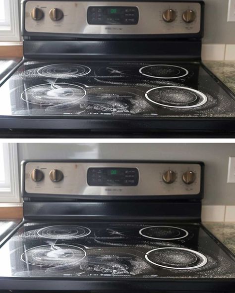 Clean your glass stove top in minutes with ease using just 2 ingredients Clean Fabric Couch, Built In Stove, Stove Top Cleaner, Electric Stove Top, Casserole Kitchen, Clean Stove Top, Clean Stove, Household Help, Vinegar Cleaning