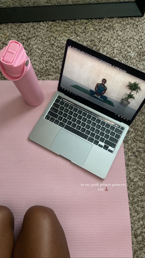 pink pilates princess aesthetic, pink aesthetic pink yoga mat, pink water bottle, macbook pro, at home workout, pink pilates princess black girl, beginner pilates, black girl Pink Pilates Princess Aesthetic, Pilates Princess Aesthetic, Pink Pilates Princess, Yoga Aesthetic, Fitness Mat, Pilates Training, Pretty Pink Princess, Pink Lifestyle, Pink Pilates