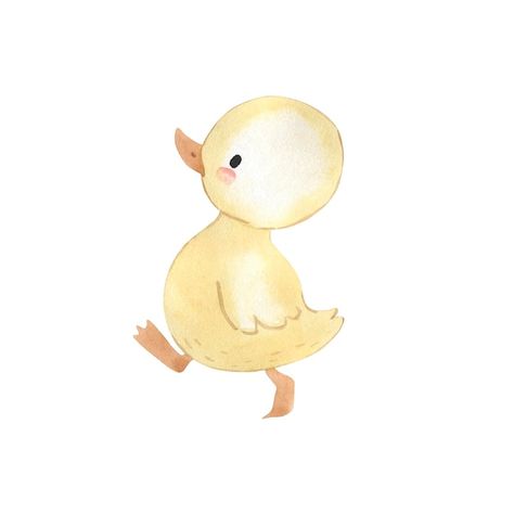 Duck Illustration Cute, Cute Duck Painting, Cute Watercolor Animals, Watercolor Duck, Baby Animal Painting, Illustrated Animals, Baby Watercolor, Illustration For Kids, Duck Illustration