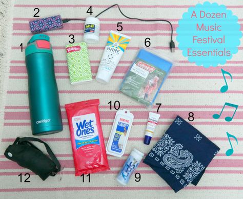 Concert Survival Kit, Music Festival Survival Kit, Concert Essentials Bags, Rave Bag Essentials, Music Festival Bag Essentials, What To Pack For A Music Festival, Music Festival Necessities, Jazz Festival Outfit Summer, Band Camp Essentials