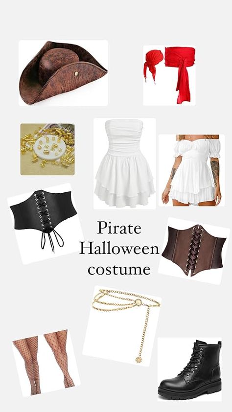 Abby's Amazon Page Pirate College Halloween Costume, Costume Ideas Women Pirate, Pirate Costume Ideas Diy, Halloween Costumes Women Pirate, Pirate Costume College, Halloween Costumes Pirate Women, Halloween Pirate Costume Women, Pirate Costume Aesthetic, Pirate Outfit Halloween