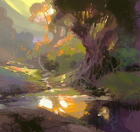 ArtStation - Pond, Nathan Fowkes Nathan Fowkes, Environment Sketch, Environment Painting, Bg Design, Landscape Concept, Art Station, Fantasy Concept Art, Ethereal Art, 판타지 아트