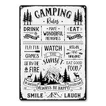 Decor For Camper, Farmhouse Rv, Camping Rules, Camper Accessories, Pharmacy Books, Signs Decor, Accessories Wall, Funny Camping, Metal Signs Decor