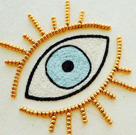 Evil Eye Art, Hand Beaded Embroidery, Doll Diy Crafts, Diy Embroidery Patterns, Embroidery On Clothes, Sewing Embroidery Designs, Modern Embroidery, Hand Embroidery Designs, Diy Embroidery