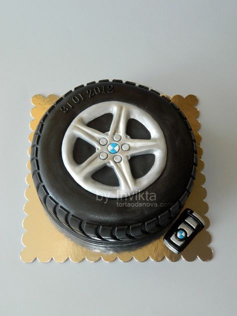 BMW Tire cake — Cars / Trucks / Automobiles Tyre Cake, Bmw Cake, Motorbike Cake, Tire Cake, Motorcycle Cake, Car Cakes, Wheel Cake, Car Wheels Diy, Truck Cakes