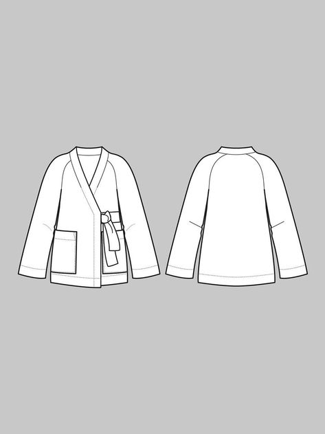 Wrap Jacket Sewing Pattern and Oversized Kimono Paper Pattern by The Assembly Line Wrap Jacket Pattern, Kimono Jacket Sewing Pattern, Kimono Jacket Pattern, Kimono Patterns, Jacket Sewing, Scandinavian Aesthetic, Mode Kimono, Flat Sketches, Jacket Pattern Sewing