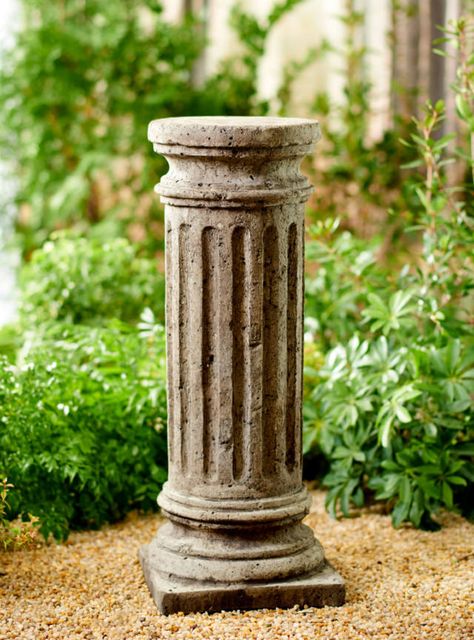 Pedestal Decor Ideas, Garden Pedestal, Doric Column, Stone Pillars, Antique Garden, Stone Columns, Garden Deco, Architecture Design Concept, Plant Painting