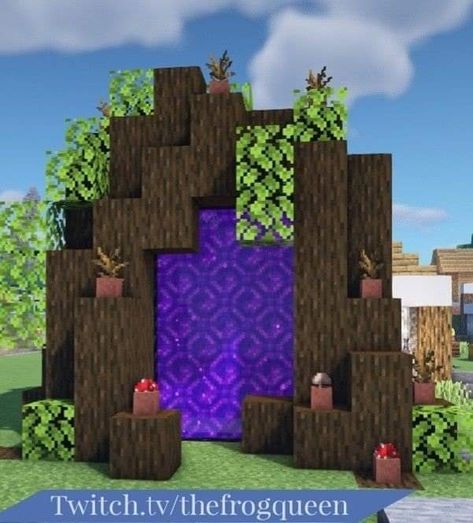 Minecraft Designs Cottagecore, Minecraft Cottagecore Portal, Minecraft Portal Ideas Aesthetic, Cute Portal Minecraft, Mc Nether Portal, Nether Portals Minecraft, Minecraft Portal Design Aesthetic, Cute Things To Build In Minecraft Easy, Cottagecore Nether Portal