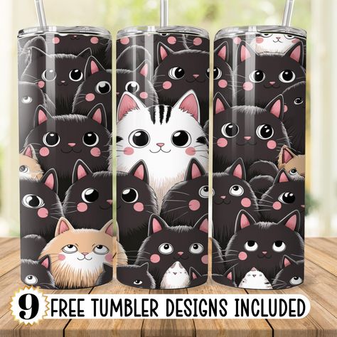 Cat Tumbler Cup Ideas, Crazy Cat Lady Tumbler, Cat Mom Tumbler, Cat Wrapping Paper, Sublimation Images For Tumblers Cats, Tumbler Wraps, Image Editing Software, Sublimation Tumbler, Printable Vinyl