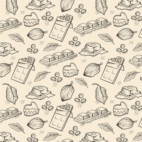 Chocolate Pattern Design, Chocolate Illustration Graphics, Chocolate Doodle, Background Chocolate, Chocolate Vector, Chocolate Illustration, Chocolate Drawing, Chocolate Background, Recipe Book Design