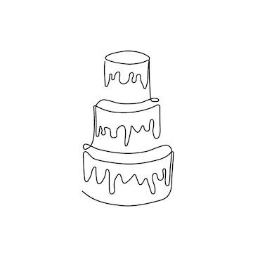 Cake Line Drawing, Cake Line Art, Wedding Cake Icon, Moroccan Symbols, Wedding Cake Illustration, Sweet Logo, Cake Clipart, Three Tier Cake, Dibujo Simple