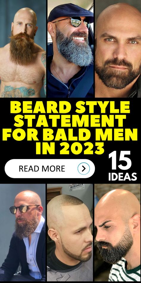 Grey Beard Styles For Bald Men, Beard And Bald Head, Bald Head Bearded Men, Bald Aesthetic Man, Beard With Shaved Head, Bald Men Facial Hair Styles, Beard Bald Head Men, Bald With A Beard, Bald Beard Styles For Men