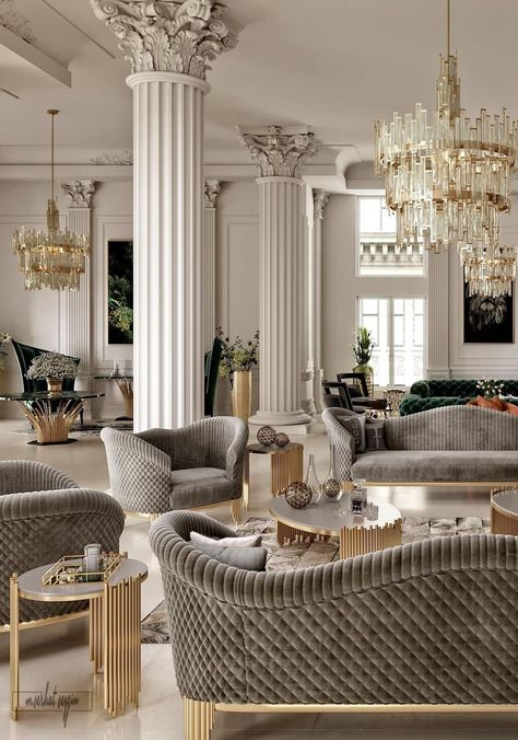 VWArtclub - Classic Interior Lounge Interiors, Neoclassical Interior, Luxury Living Room Design, Classic Interior Design, Classic Home Decor, Classic Interior, A Living Room, Design Living, Design Case