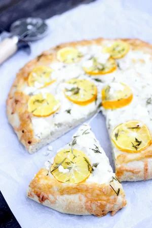 Meyer Lemon Pizza Recipe Lemon Pizza, Gf Pizza, Ricotta Pizza, Enjoy Your Meal, Lemon Ricotta, Meyer Lemon, Pizza Recipe, Lemon Recipes, Fresh Rosemary