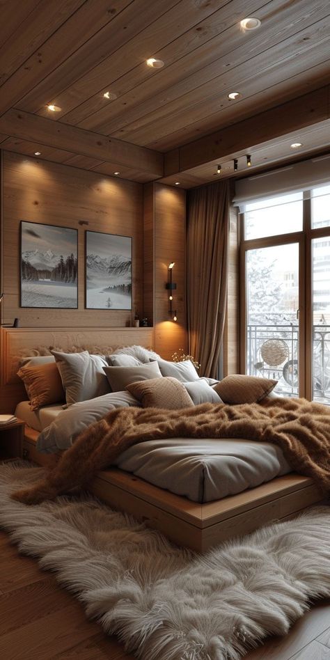 Mountain Bedrooms, Home Bedroom Refresh, Small Luxury Bedroom, Luxury Guest Bedroom, Small Bedroom Bed, Chalet Bedroom, 2024 Bedroom, Inviting Bedroom, Unique Bedroom Design