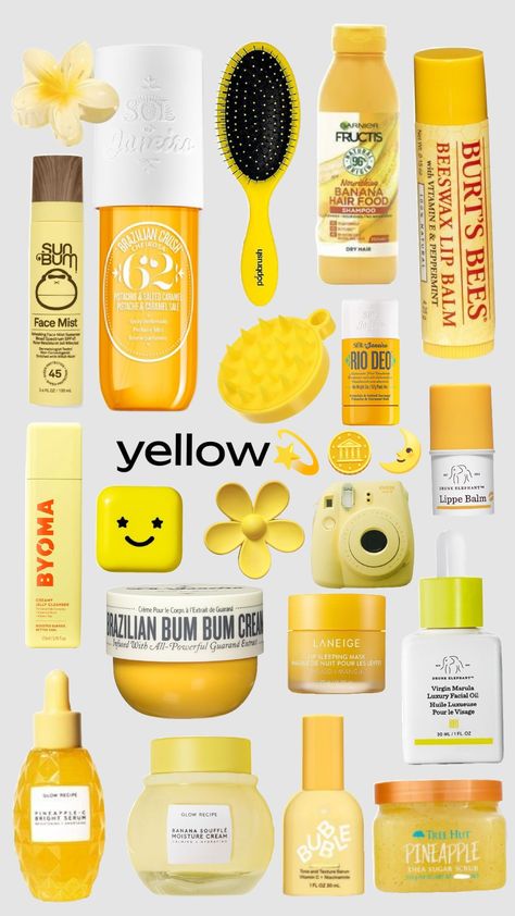 #yellow #skincare #makeup #pretty Yellow Skincare, Yellow Stuff, Yellow Girl, Yellow Makeup, Cute Christmas Wallpaper, Pretty Skin Care, Pretty Skin, Yellow Aesthetic, Skincare Makeup