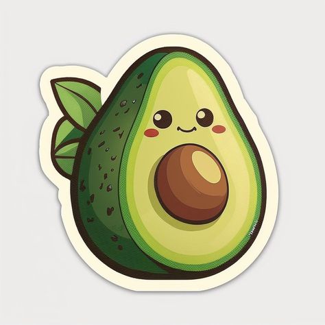 Avocado Sticker - Etsy UK Cute Avocado Sticker, Avocado Picture, Avocado Sticker, Kawaii Avocado, Avocado Cartoon, Avocado Art, Cute Avocado, Green Sticker, Cute Fruit