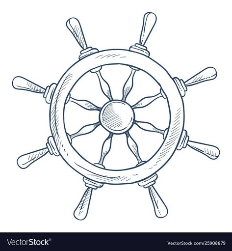 Marine Symbol, Helm Tattoo, Ship Wheel Tattoo, Sailor Illustration, Boat Tattoo, Wheel Tattoo, Boat Wheel, Ocean Sailing, Sketch Icon