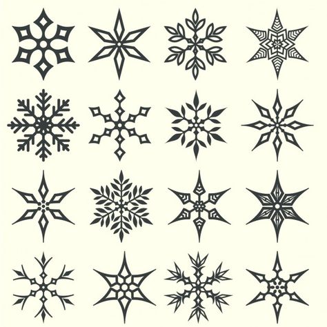 Geometry Drawing, Nordic Snowflake, Snow Flake Tattoo, Snowflakes Drawing, Bawah Air, Christmas Embroidery Patterns, Flower Icons, Free Vector Illustration, Leaf Template