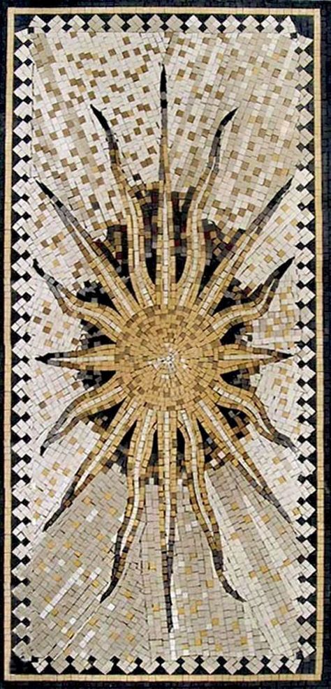 Mosaic Tile Starburst | by Mozaico Sun Mosaic, Geometric Mosaic, Sun Goddess, Custom Mosaic, Mosaic Decor, Mia 3, Mosaic Designs, Stone Decor, Stone Mosaic