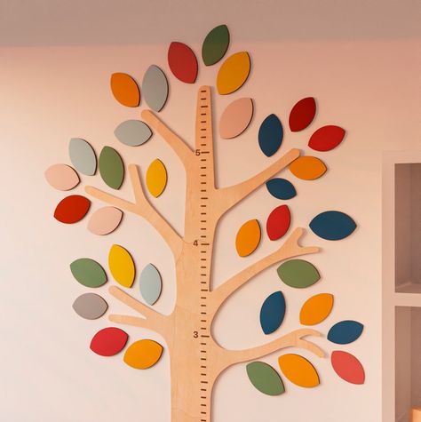 Tree Growth Chart Kids Wooden Height Chart Play Room Wall - Etsy Israel Tree Growth Chart, Playroom Tree, Nursery Growth Chart, Growth Chart For Kids, Montessori Table And Chair, Wooden Height Chart, Montessori Bookshelf, Baby Growth Chart, Number Font