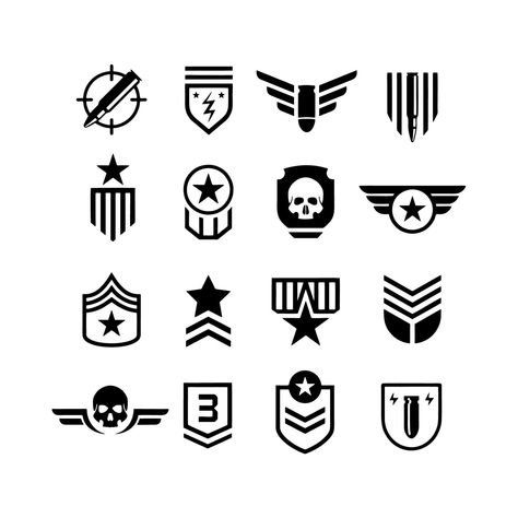 Military symbol icons and logos special forces Military Logo Design, Military Symbols, Deadpool Stickers, Special Forces Logo, Liberty Logo, Military Graphics, Police Logo, K Letter, Swat Police