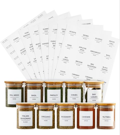 Talented Kitchen 184 Spice Jar Labels Preprinted. 184 Minimalist Black Text on Square White Label, Water Resistant Spice Labels Sticker. Seasoning, Herb & Spice Rack Organisation (184 Square Spices) : Amazon.com.au: Everything Else Chalkboard Pantry Labels, Kitchen Pantry Labels, Pantry Organization Labels, Spice Rack Organization, Spice Jar Labels, Glass Spice Jars, Spice Labels, Herb Seasoning, Spice Bottles