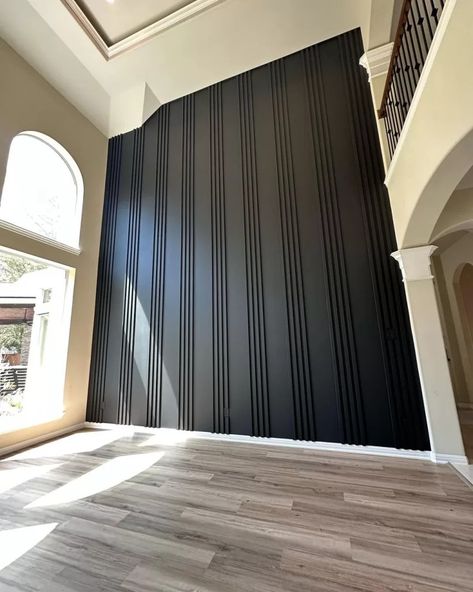 Black Accent Walls: Should You Do It, Best Colors, and Inspiration - Kaitlin Madden Large Feature Wall Ideas, Wrought Iron Accent Wall, Decorative Trim On Walls, Black Accent Walls In Living Room, Black Living Room Accent Wall, Textured Accent Wall Ideas, Accent Black Wall, Black Feature Wall Living Room, Black Accent Wall Ideas