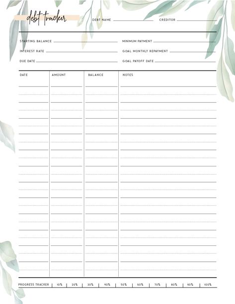 This free printable debt tracker template is a great way of helping you eliminate your debt and gain control of your finances. Debt Printable Free, Debt Planner Free Printable, Free Debt Payoff Printables, Debt Tracker Template, Get Out Of Debt Worksheet Free Printables, Goodnotes Finance Template Free, Debt Payoff Printables Free, Debt Tracker Printable Free, Debt Template