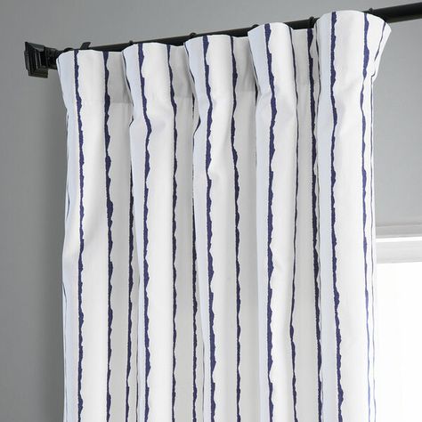 Shop Bellacor for Sharkskin Blue Printed Cotton Single Panel Curtain by Exclusive Fabrics & Furnishings and other Curtains & Drapes for your home. Free shipping on most lighting, furniture and decor every day. Navy And White Curtains, Blue And White Curtains, Printed Cotton Curtain, Drapery Styles, Half Price Drapes, Living Room Drapes, Silk Curtains, Striped Curtains, Blue Curtains