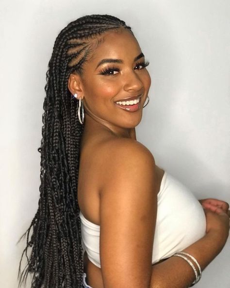 Goddess Braids Hairstyles, African Hair Braiding Styles, Box Braids Hairstyles For Black Women, Braided Cornrow Hairstyles, Braids Hairstyles Pictures, Cute Box Braids Hairstyles, Protective Hairstyles Braids, Box Braids Styling, Girls Hairstyles Braids