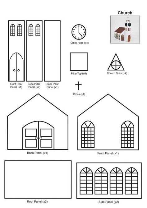 Chapel / Church Gingerbread House Free Templates Gingerbread House Template Printable, Church Template, 3d Pen Stencils, Homemade Gingerbread House, Paper House Template, Gingerbread House Patterns, Gingerbread House Template, 3d Templates, Diy Christmas Village