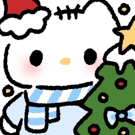 Christmas Hello Kitty Pfp Matching, Hello Kitty Christmas Matching Pfp, Sanrio Christmas Pfp Matching, Crochet Cat Hats, Bf And Gf Cartoon Pics, Matching Pfp Couple Christmas, Tatuaje Hello Kitty, Christmas Profile Pictures, Pfp Christmas