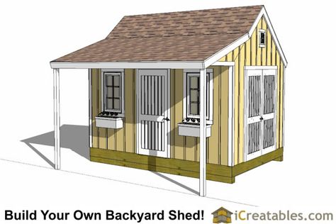 10x12 Shed Plans - Building Your Own Storage Shed - iCreatables 10x14 Shed, 10x10 Shed Plans, 8x10 Shed, 10x12 Shed, 10x12 Shed Plans, Shed With Porch, Lean To Shed Plans, Build Your Own Shed, Run In Shed